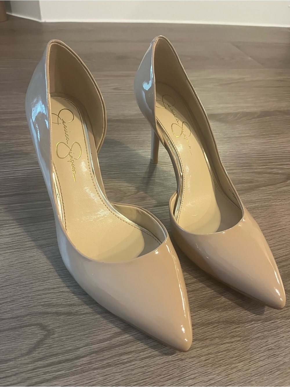 Jessica Simpson Livvy Nude Patent Pointed-Toe Pumps